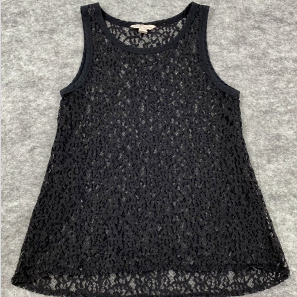 Banana Republic Womens Sleeveless Top M Black Tank Heritage Collection Crochet